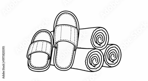 Two plush slides rest beside a stack of rolled soft towels