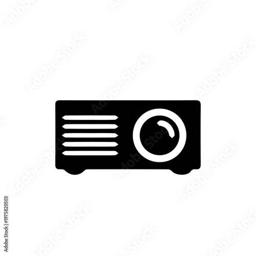 Projector Vector Icon Illustration – Modern Multimedia Presentation and Cinema Equipment
