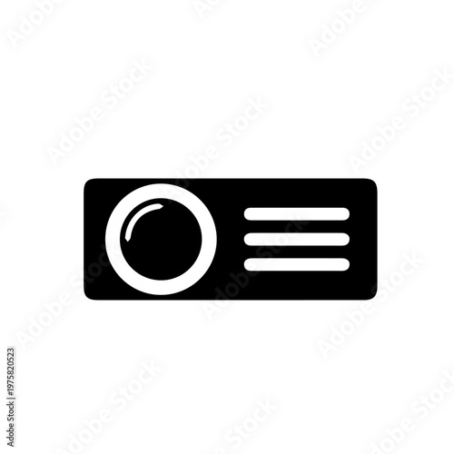 Projector Vector Icon Illustration – Multimedia Presentation Device and Cinema Equipment Symbol