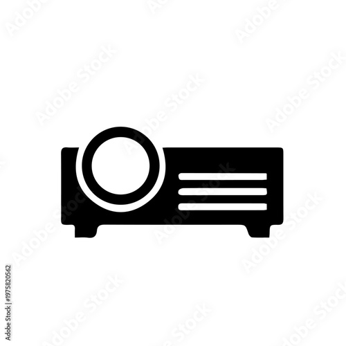 Projector Vector Icon Illustration – Multimedia Presentation and Cinema Equipment Symbol