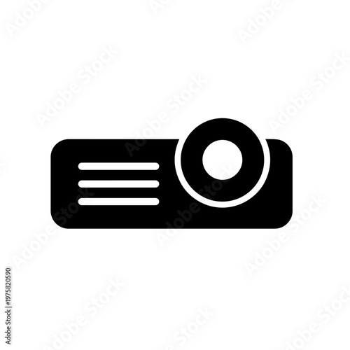 Projector Vector Icon Illustration – Multimedia Presentation and Cinema Device Symbol