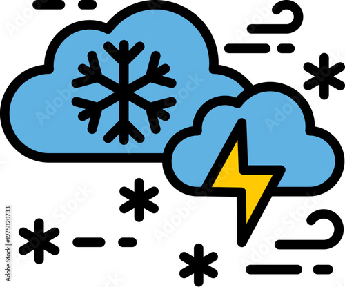 Ice Storm lineal color icon