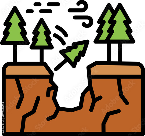 Sinkhole Collapse lineal color icon