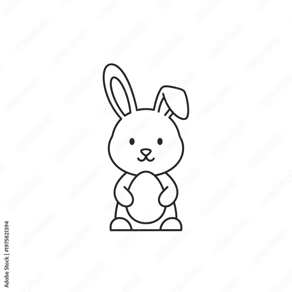 Fototapeta premium Cute Cartoon Bunny Holding Egg.