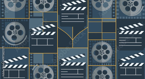 A stylish clapperboard design evokes creativity and cinematic storytelling. Ideal for movie promotions, film festivals, or social media content celebr