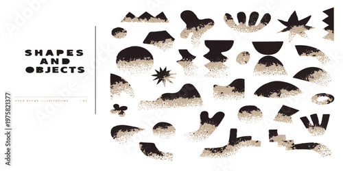 A vintage collection of black bird and animal silhouettes featuring vector icons of fish and nature shapes in a seamless pattern design illustration