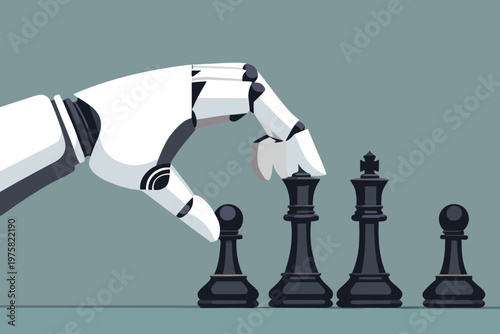 Robotic hand poised to make a move in a chess game