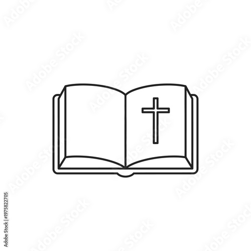 Open Bible with Cross Symbol.