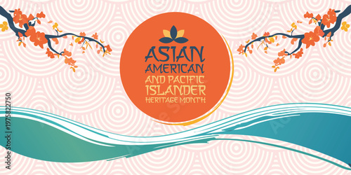Asian Pacific American Heritage Month. Celebrated in May. It celebrates the culture, traditions and history of Asian Americans and Pacific Islanders in the United States. Poster, card, banner. Vector 
