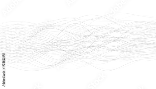 Abstract smooth flowing gray wave lines with soft horizontal undulating curves isolated on transparent background, ideal for modern design, digital backdrops and creative overlay