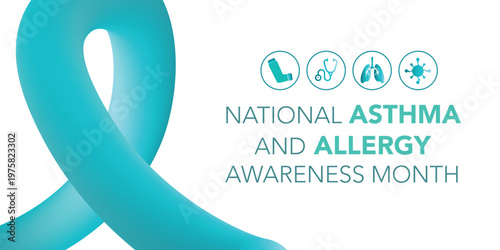 vector graphic of asthma and allergy awareness month good for asthma and allergy awareness month celebration. flat design. flyer design.flat illustration.	