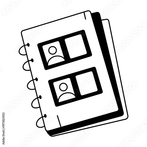 A doodle style icon showing a photo album
