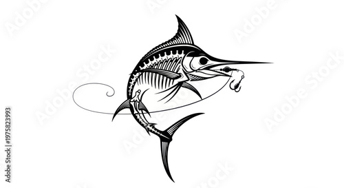 Marlin Fishing Hook Illustration - Sport Fishing Icon