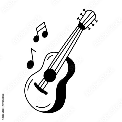 A sketchy style icon depicting an acoustic guitar