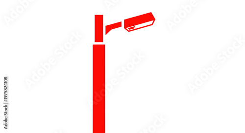 Red Street Light Pole Icon on White Background, Modern Design