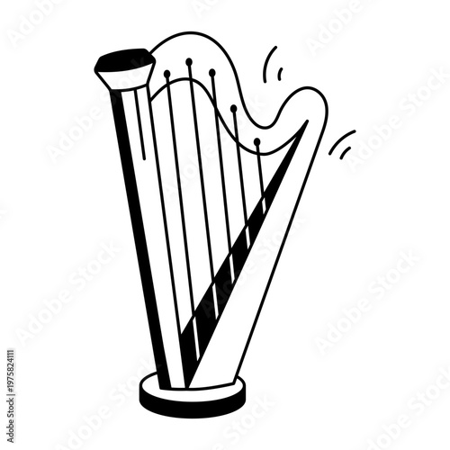 A hand drawn style icon showing a harp