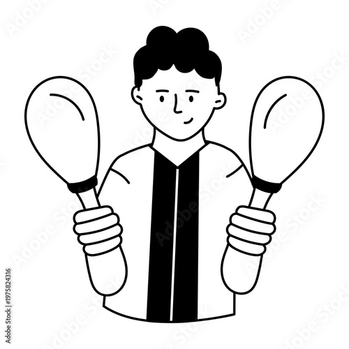 A hand drawn style icon showing shaking maracas