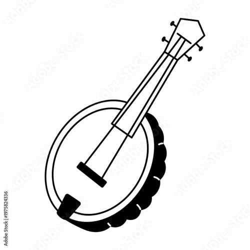 A sketchy style icon depicting a banjo