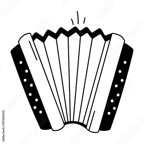 A hand drawn style icon depicting an accordion