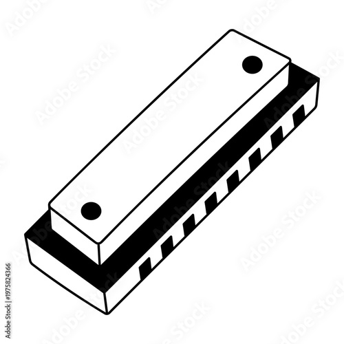 A doodle style icon depicting a harmonica instrument