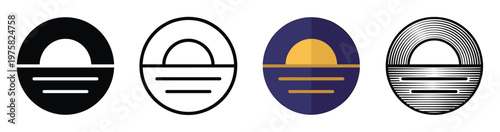 A versatile set of four abstract geometric icons. Includes solid, line, color, and hatched styles. Perfect for modern logos, branding, or app design.