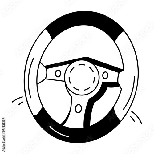 A hand drawn style icon showing a steering wheel