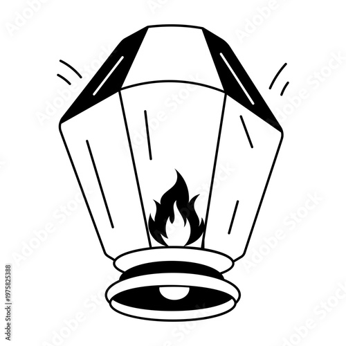 A sketchy style icon showing a sky lantern