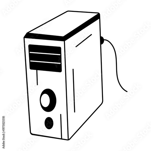 A hand drawn style icon showing a gaming pc