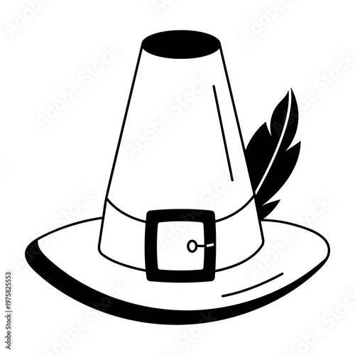 A sketchy style icon showing a pilgrim hat
