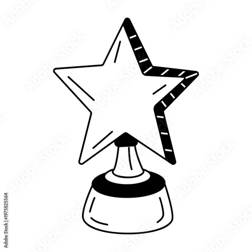 A hand drawn style icon depicting a star trophy