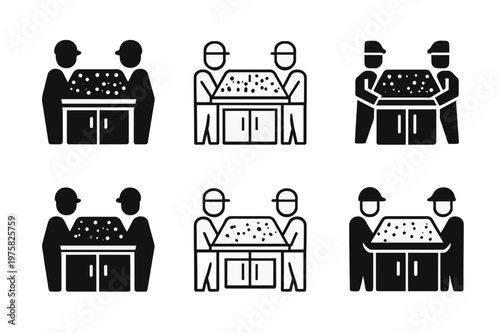 Kitchen Renovation Logos. Home renovation specialists remodeling kitchens. Icon set. Set Logo of Home renovation specialists remodeling kitchens: quartz