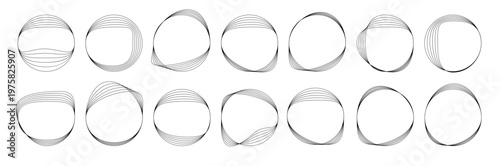 Line round wave icon, concentric linear sound pattern