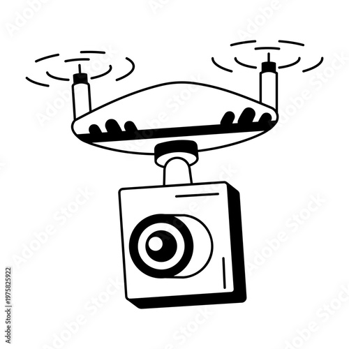 A hand drawn style icon showing a drone camera