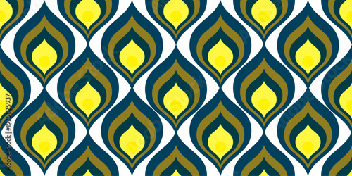 Peacock feather seamless pattern, abstract geometric Indian motif