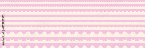 Scallop line lace border, seamless zigzag edge frames