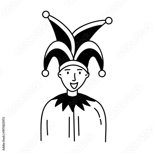 A hand drawn style icon showing a jester hat