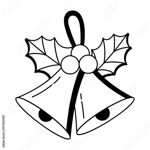 A doodle style icon showing a christmas bell
