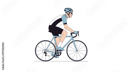 senior man cycling on road bike