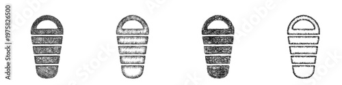 Sketch sleeping bag icon design set