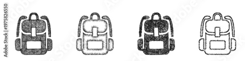 Sketch backpack icon design set