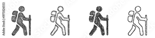 Sketch hiking icon design set