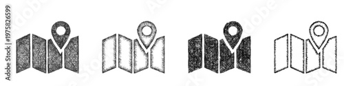Sketch map icon design set