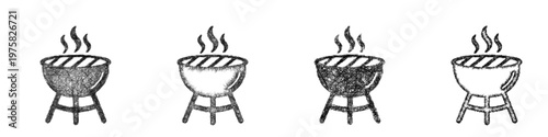 Sketch grill icon design set