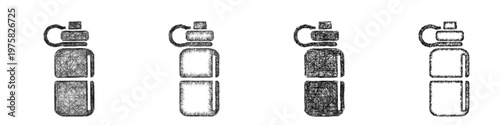 Sketch water bottle icon design set