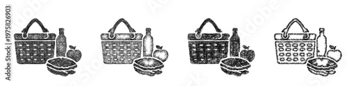 Sketch picnic icon design set