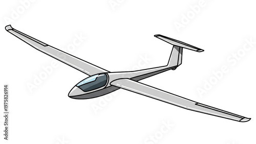 Vector CAD drawing of a sleek glider soaring through clear skies