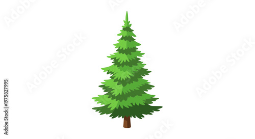 Green Evergreen Tree Icon - Vector Illustration