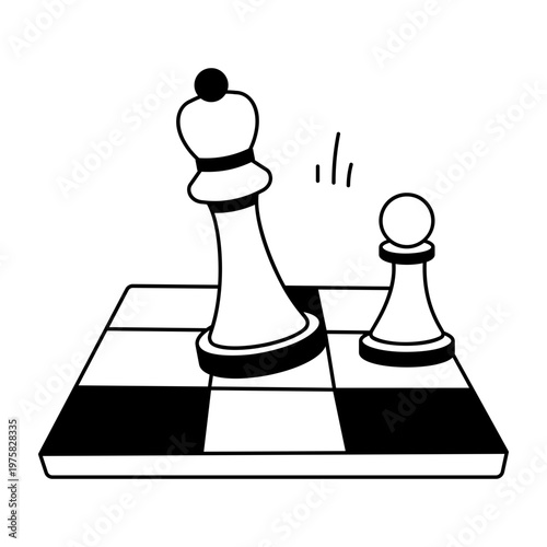 A doodle style icon showing a chess board