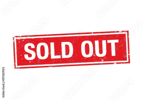Red rectangular rubber stamp with the text Sold Out written inside, Stamp Png