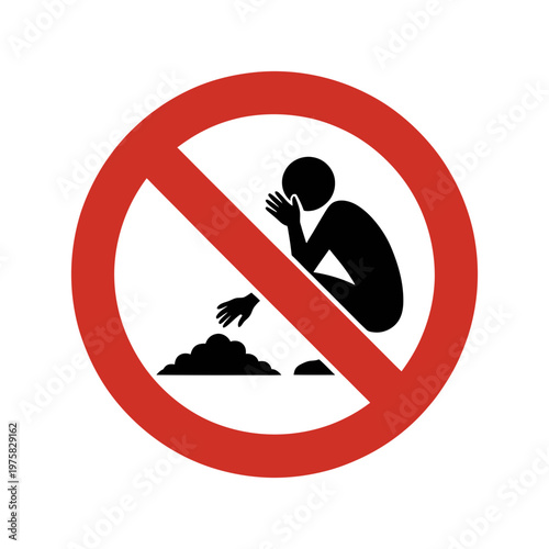 No begging prohibited sign anti panhandling warning icon